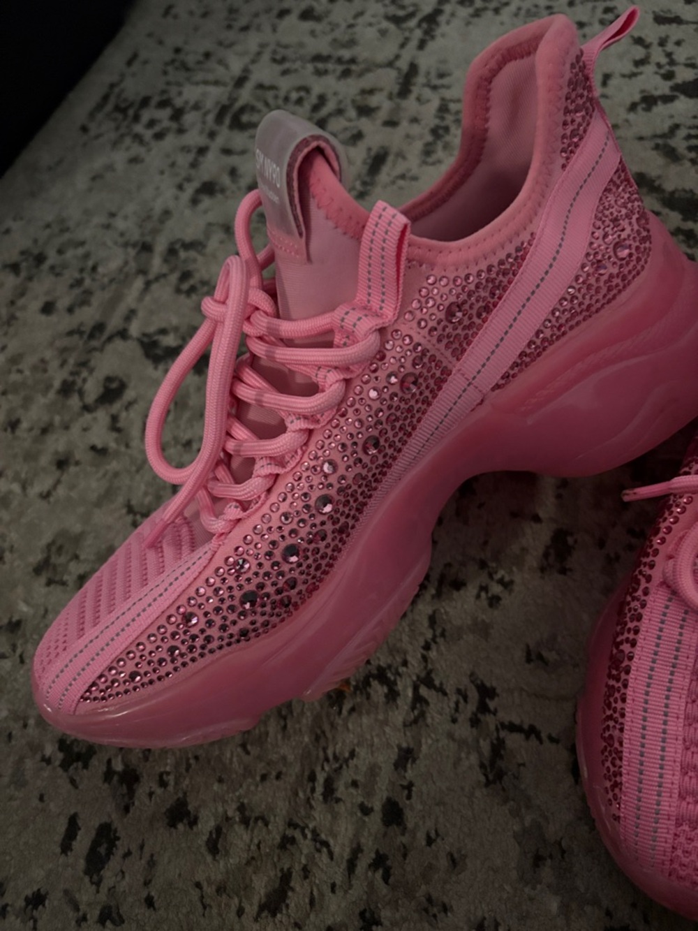 Steve Madden Hot Pink Knit Lace-Up Sneakers - Picture 3 of 4